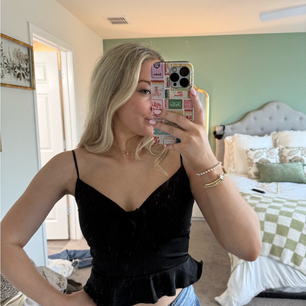 Love Tree Black Bustier Peplum Camisole